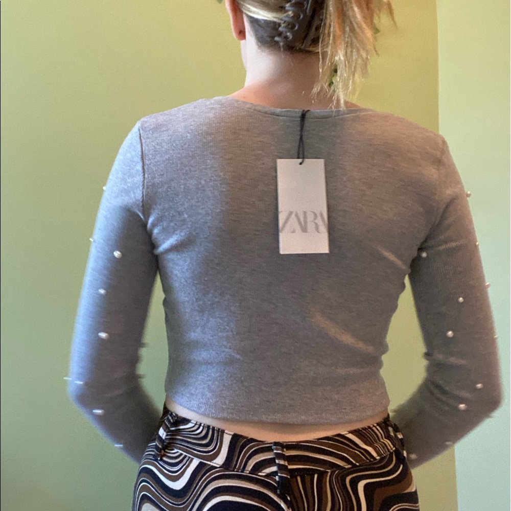 ZARA cropped pearl sweater NWT - Picture 3 of 4